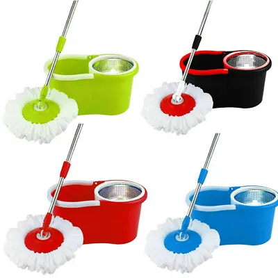 £15.89 • Buy 360° Floor Magic Spin Mop Bucket Set Microfiber Rotating Dry 2 Heads