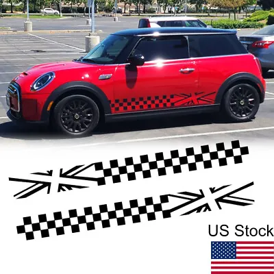 2x Black Lattice Flag Car Body Side Sticker Decal For MINI Cooper Countryman • $16.99