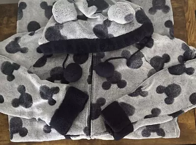Disney Mickey Mouse One Piece Zip Up Pajamas Fuzzy Sleepwear Adult Size XL • £33.78