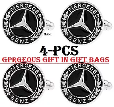 4-PC Mercedes Benz Cuff Shirt Cufflinks Gorgeous Gift In Gift Bag. U.S. SELLER 4 • $14.76