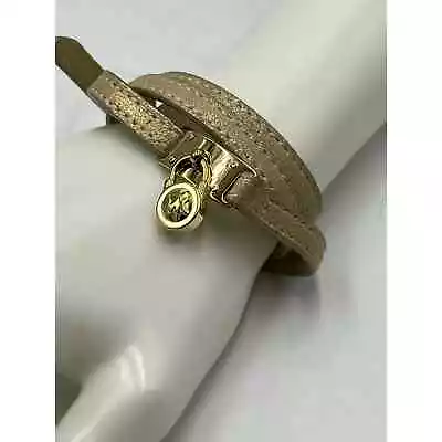 Michael Kors Gold Glittery Leather Wrap Gold Tone Bracelet  • $40