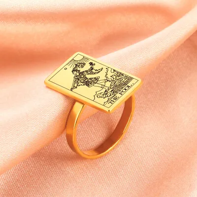 Vintage Tarot Card Ring For Women Men Stainless Steel Finger Ring Amulet Jewelry • $3.29