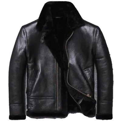 Real Leather Jacket B3 Bomber Aviator RAF Sheep Skin Pilot Flying For Mens • $160