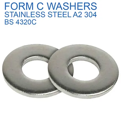 M4 M5 M6 M8 M10 M12 M16 M20 Form C Washers Flat Wide Washer A2 Stainless Bs4320c • £70.09