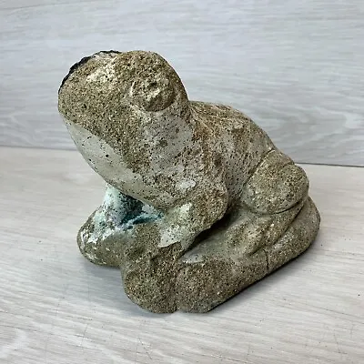Vintage Cement Concrete Garden Frog Toad Weathered Worn 6  Tall • $50