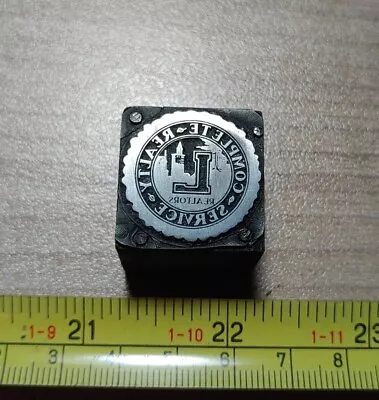 Vintage Letterpress Printing Block L Realtors Complete Realty Service Logo • $20