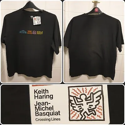 Keith Haring X UNIQLO UT Crossing Lines T-Shirt Short Sleeve Black Mens Size M • £24.50