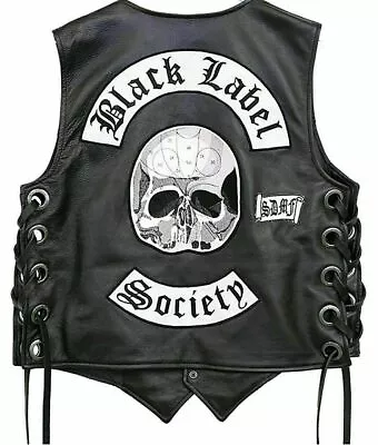 Zakk Wylde Black Label Society Biker Genuine Leather Vest Jacket BLS Patches • $79.99