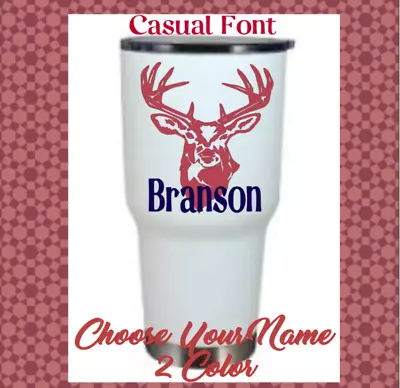 Monogram Vinyl Decal For Your TumblersCups Sticker Deer Design Personalized • $3.50