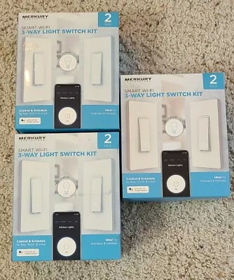 Merkury Innovations Smart WiFi 3 Way Light Switch Kit Lot Of 3 • $34.99