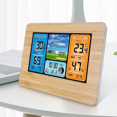 Home Weather Station Clock Wireless Indoor Outdoor Temperature Humidity Gauge • £27.89