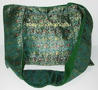 NEW Oriental Brocade Hippie Buddhist Monk Nun Hobo Carrying Bag Tote GREEN • $34.99