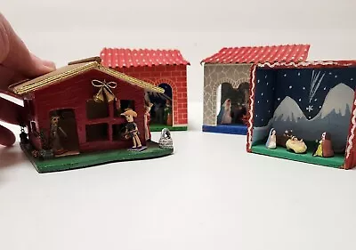 Vintage Mexican Folk Art Diorama Nativity Scene Clay Shadowbox Amozoc Puebla • $38.24