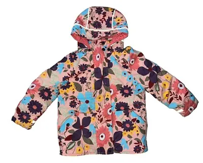 Hanna Andersson Girls Red Blue Flowers Snow Coat Jacket Parka Size 110 US 5 • $14