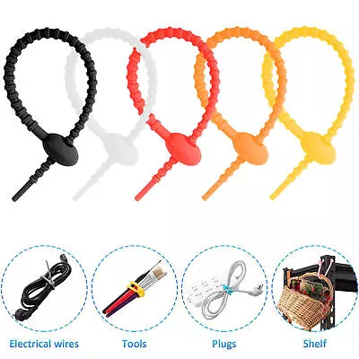 15PCS Cable Zip Ties Silicone High Quality Strong Seal Snack Bag Tool Reusable • $12.34