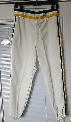 Vintage SpanJam Adult Elastic Baseball Pants Large White Yellow Green Stripes • $29.95