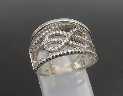 925 Silver  - Vintage Shiny Topaz Infinity Split Shank Band Ring Sz 6 - RG23364 • $33.99