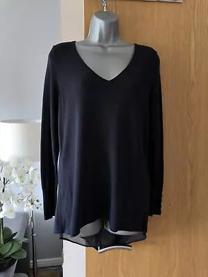 Mint Velvet Size UK 10 Navy Zip Back Layered Jumper  • £19