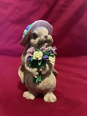 Mervyns Resin Easter Bunny No Chips Cute Flowers And Long Ears • $8