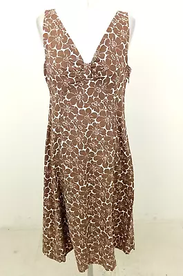 Boden Women's Dress Size 12 L Brown Floral Sleeveless Sundress V-Neck Used F1 • £9.99