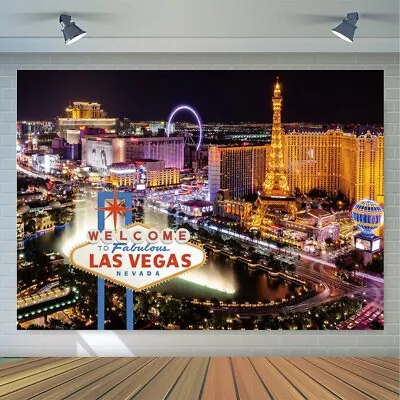 Las Vegas Casino Night Party Backdrop Scene Setters Photo Booth Props Banner • $12.62