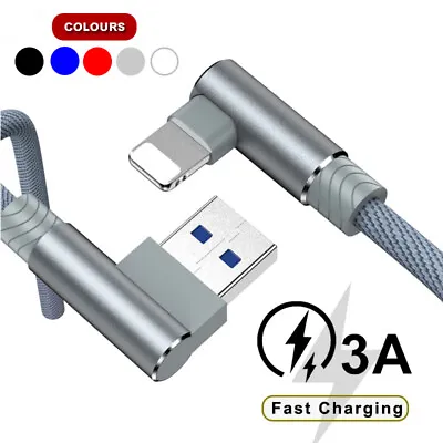 $3.99 • Buy 90 Degree Elbow Fast USB Charger Cable Cord For IPhone 8 7 6 5 X XR 11 12 13 14