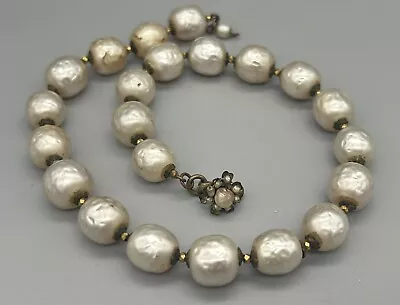 Estate Miriam Haskell Large Faux Baroque Pearl 15  Choker Necklace • $24.99