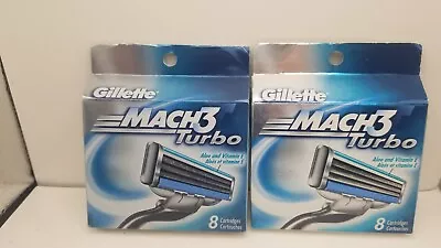 (2)  Gillette Mach3 Turbo Razor Blades – 8 Cartridges With Aloe And Vitamin E • $37.52