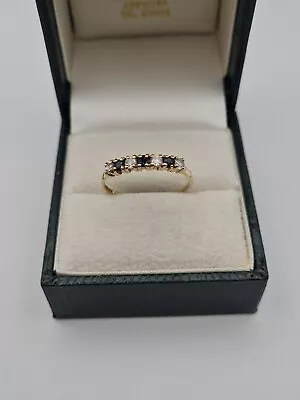 9ct Yellow Gold Sapphire And CZ Ring • £46