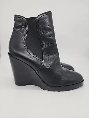 Michael Kors Thea Leather Wedge Boots Booties Black Size 10 • $39.99
