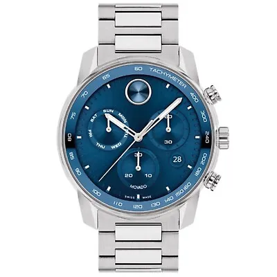 Movado Bold 3600865 Swiss Men's Blue Dial Watch Chronograph Box & Papers • $789
