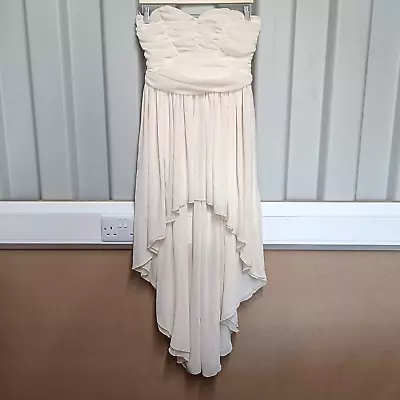 Topshop Womens Dress Beige Cream BNWT Size 12 Bandeau Chiffon Mullet Hem Prom • $32.37