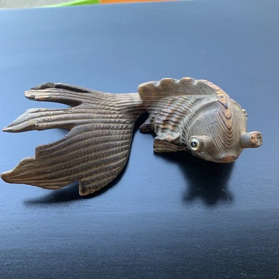 $20 • Buy Vintage Hand-Carved Wooden “Koi Fish” Figurine