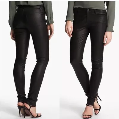 Vince Womens 12 Black Genuine Leather Legging Pants Zip Ankles • $117