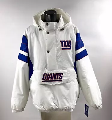 Giants Jacket New York Giants Starter Hooded Half Zip Pullover WHITE  M L XL 2X • $149.99