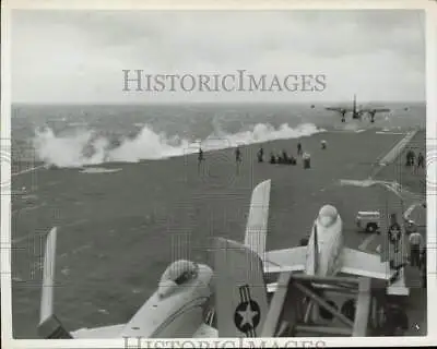 1956 Press Photo USS Forrestal Launches An AJ-2 Savage From Port Steam Catapult • $16.99