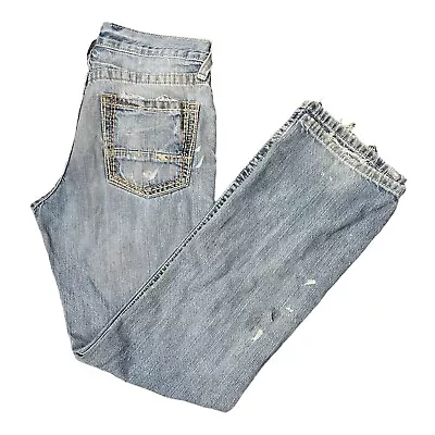 Ariat Mens Distressed Paint Splatter Mens Texas Cowboy Low Rise Boot Cut Jeans • $34.98