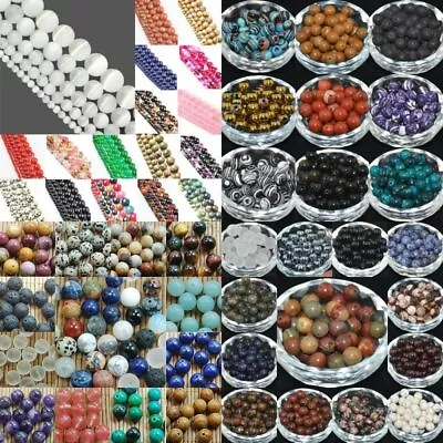 4mm 6mm 8mm 10mm 12mm DIY Gemstone Round Spacer Loose Beads Assorted Stones Gift • $1.99