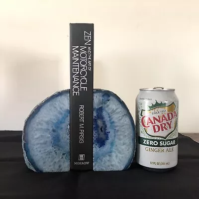 Blue Agate Quartz Geode Bookends EUC • $29