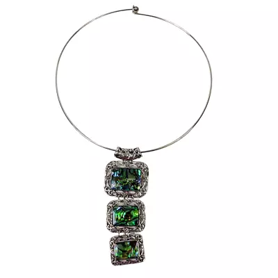 Abalone 3 Tiered Pendant Necklace Statement Choker Necklace Formal Evening  • $19