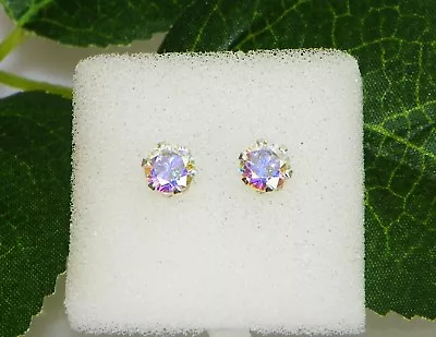 Mercury Mystic Topaz Round Sterling Silver Stud Earrings FREE BOX • $11.99