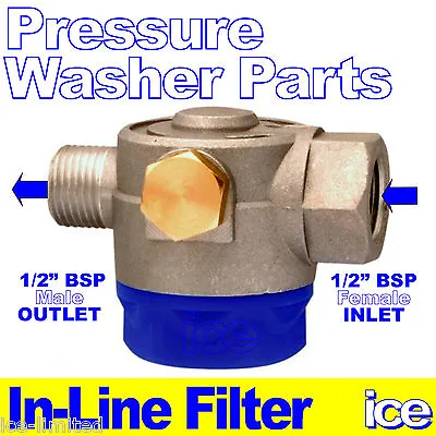 Interpump Pressure Washer Water Inlet Filter Strainer 1/2  BSP F X 1/2  BSP M  • £34.99