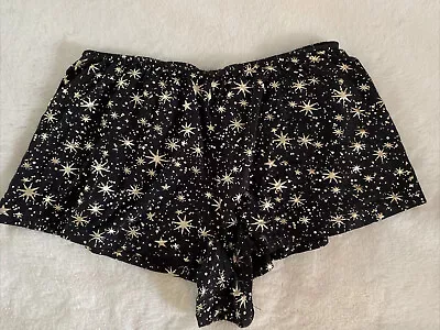 Victoria's Secret Shorts Lingerie Sleep Tap Pants Black Gold Stars Modal Small S • $12