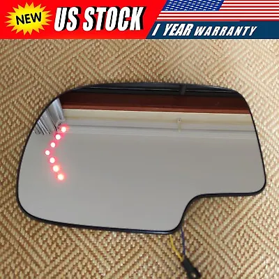 Mirror Glass Heated Turn Signal Driver Side LH For 03-07 Chevrolet GMC Cadillac • $19.86