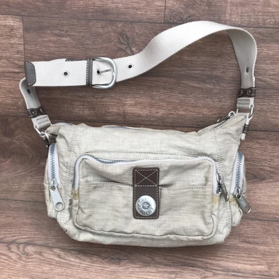 £25 • Buy Kipling Milla City Beige Linen Effect Shoulder Bag With Monkey Face Charm