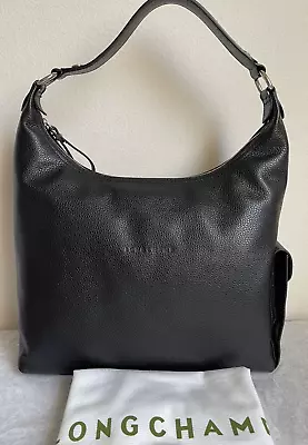 NWOT Longchamp Le Foulonné Leather Hobo Bag Purse $545 Black L1307021047 • $159.99