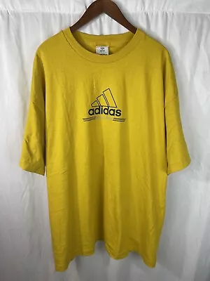 Vintage Yellow Adidas Tee Size XL Adidas Logo Shirt Mens XL • $12