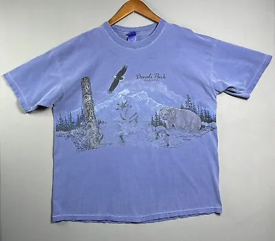 Vintage 90s Y2K Sun Segal Denali Park Alaska Habitat Animal Nature T Shirt Sz 2X • $17.50