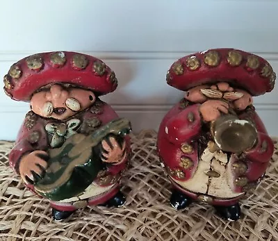 Mariachi Band Chalkware Figurines Mexican Folk Art Souvenirs SET/2 • $16