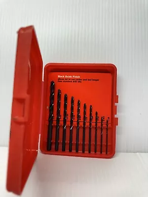 Vintage Craftsman Black Oxide 10 Piece Twist Drill Bit Set 1/16” To 1/4  • $7.99